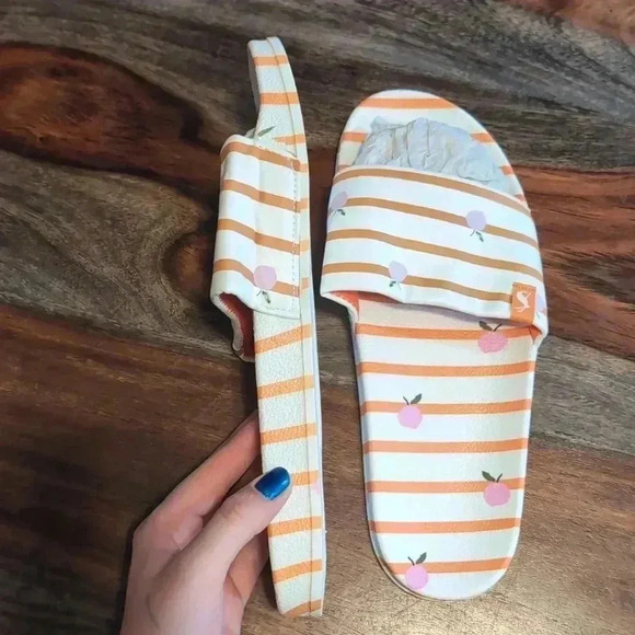 Joules Printed Pool Slide Sandals Poolside White Apple - Picture 5 of 7